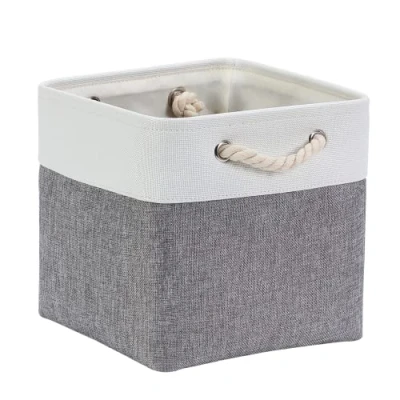 Image of Mangata Cube Storage Boxes 30x30x30cm, Fabric Basket for Cupboards, Shelves, Closet, Grey White (12 x 12 inch, 1 Pack)