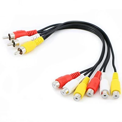 Image of Oiyagai RCA cable 3 Male Jack to 6 Female Plug Splitter Audio Video Av Adapter Cable,10inche