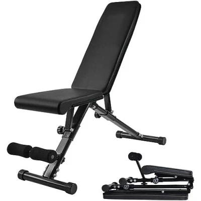Image of Adjustable Weight Bench Gym Workout for Full Body Foldable Incline/Decline Press with Weights and Bar Multi Position Folding (MS 1)