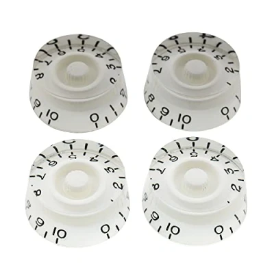 Image of Musiclily Pro Metric Size 18 Splines Speed Control Knobs for Asia Import Guitar Bass Split Shaft Pots, White (Set of 4)