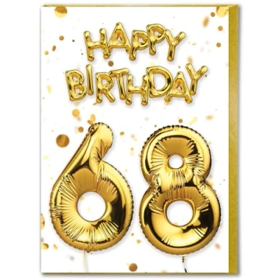 Image of Brainbox Candy 68th Birthday Card Age 68 Beautiful White Gold Foil Effect Cards For Him Her Men Women Friends