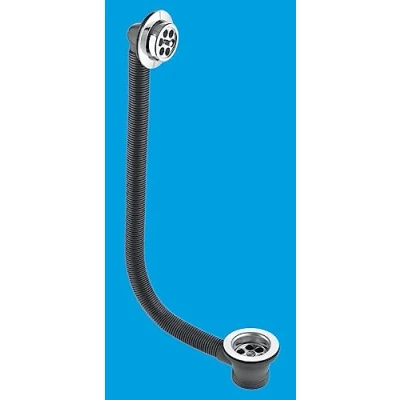 Image of McAlpine FBW2PC Combined 1½&quot; x 70mm Long 1 and Half Inch or 40mm Metric Measurement Equivalent Size Flange Sink Waste &amp; Chromed Overflow Connection with Plug