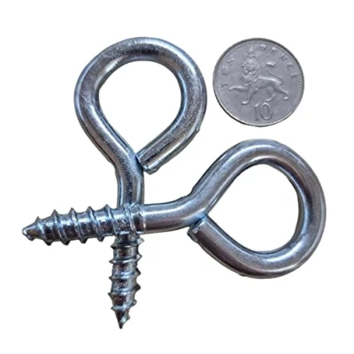 Image of fiXte® 2 x Heavy Duty 75mm Screw Eye Bolt Lag Fixing With 15mm Eyelet