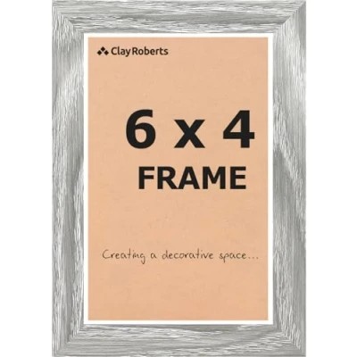 Image of Clay Roberts Photo Picture Frame 6 x 4, Light Grey, Freestanding and Wall Mountable, 10 15 cm, 6x4 Frames, Grey Frame, 4x6 Frames