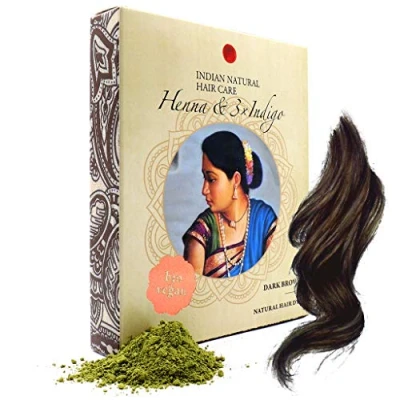 Image of Henna &amp; 3xIndigo Powder Dark Brown Hair Dye Fresh Pure Organic 200g Indian Natural Care