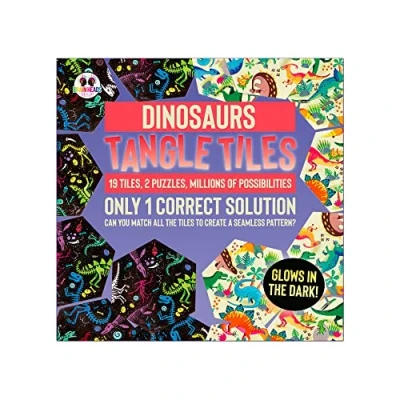 Image of Funtime Gifts Tangle Tiles Puzzle Dinosaur Heads and Tales from Multicoloured