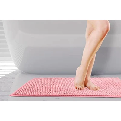 Image of Emma Barclay Noodle Soft Touch Non Slip Bathroom Rug in Pink Bath Mat 45x75cm