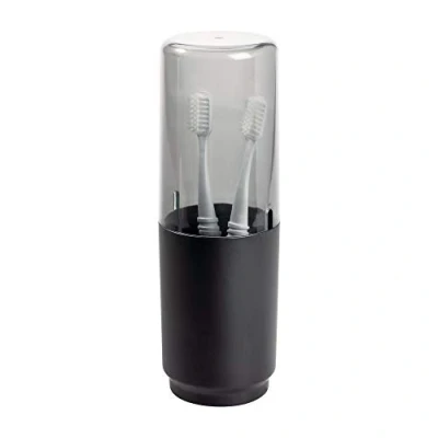 Image of iDesign 28027 Austin Case, Metal and Plastic Stand with Cover, Regular Electric Toothbrush Holder, Matte Black, 7.6 cm in diameter x 22.9