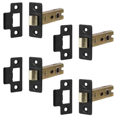 Image of Decoranddecor 2.5 Inch Tubular Mortice Latch for Internal Doors, Fire Rated (4 Pack, 44 64mm, Matt Black)