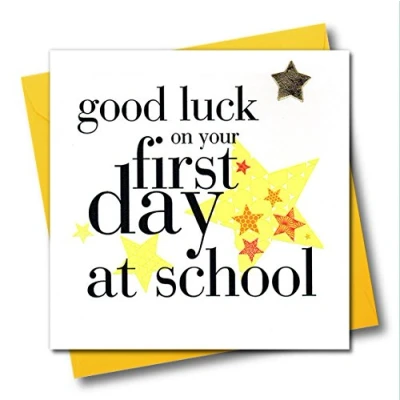 Image of Claire Giles Hearts and Stars Good Luck on Your First Day of School Card