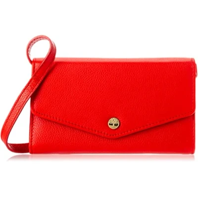 Image of Timberland Women&#039;s RFID Leather Wallet Phone Bag with Crossbody Strap Wheat, Cherry (Pebble), One Size