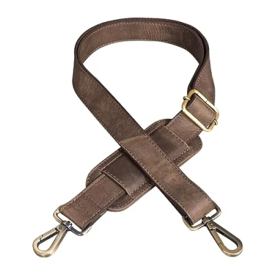 Image of STILORD Bag Strap Leather with Padded Changeable Shoulder for Bags Handbag Vintage Genuine Leather, Colour:Dark Brown