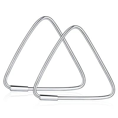 Image of Infinite U 925 Sterling Silver Triangle Shaped Hoop Earring Set Creole for Women/Girls