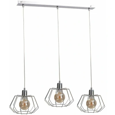 Image of Luna Bar Pendant Ceiling Light Silver, 63cm, 3x E27