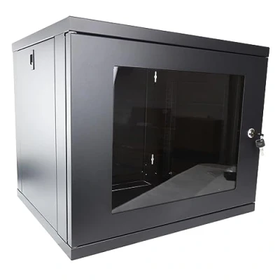 Image of kenable FLAT PACK Wall Mounted Data Cabinet for 19 inch Network Rack Small 9U 450mm Black