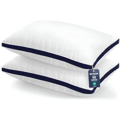 Image of Utopia Bedding Pillows 2 Pack Standard Size, (Navy) Hotel Quality Pillows, Brushed Fabric, Bed Pillow for Back, Stomach or Side Sleepers 20 x 30 inch / 50 75 cm