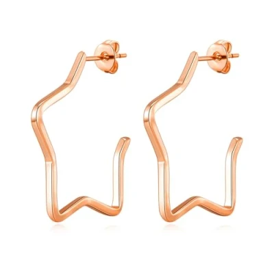Image of Philip Jones Rose Gold Plated Star Hoop Earrings