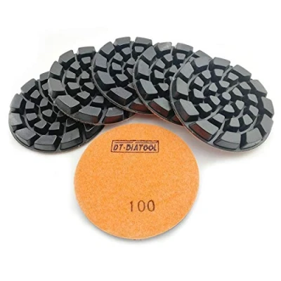 Image of DT DIATOOL Diamond Concrete Polishing Pads for Dry or Wet Cement Terrazzo Floor Diameter 100mm Grit 100 Pack of 6
