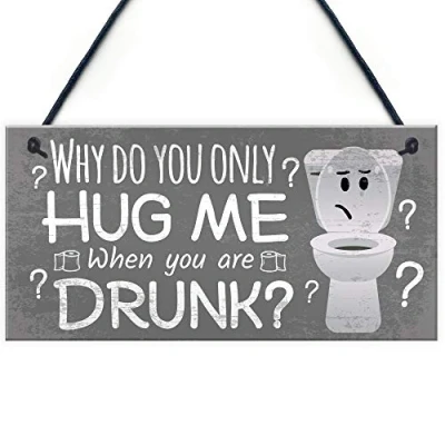 Image of RED OCEAN Novelty Bathroom Toilet Plaque Funny Home Wall Door Decor Handmade Hanging Shabby Chic Sign Gift