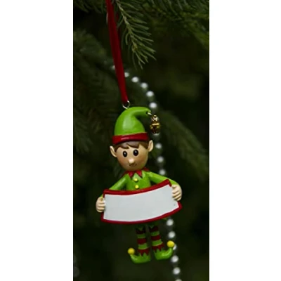 Image of Boxer Gifts Blank Elf Christmas Tree Decoration Xmas Bauble Ornament Gift Write Your Own Name, Ceramic, Multi Colour, 8 x 4.5 2 cm