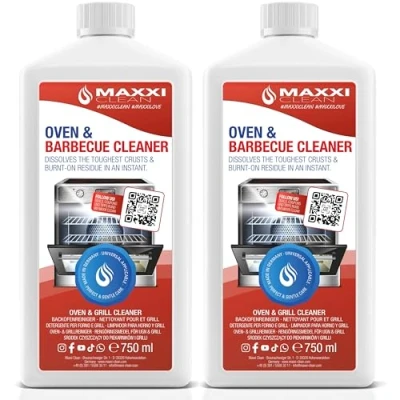 Image of Maxxi Clean Oven &amp; Barbecue Cleaner Extra Strong 2x 750 ml Gel Paste Self Working and Degreaser for Cooktop Grill Removes Crusts Without Heating Power formula Made in Germany