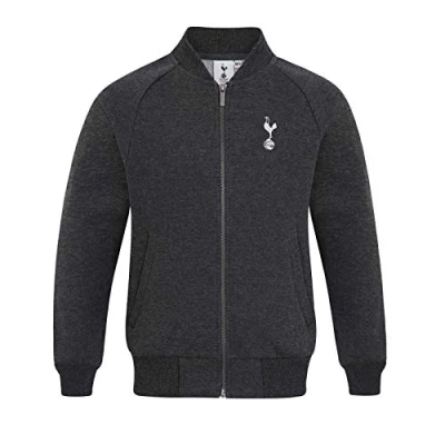 Image of Tottenham Hotspur FC Official Boys Varsity Baseball Jacket Charcoal 8 9 Years