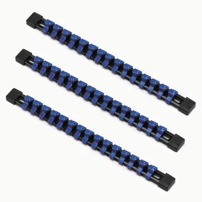 Image of ACEBON Tools Socket Organizers, 3 Piece Holder Kit, 3/8 inch Drive, Portable Clip Rail Holder, Holds 45 Sockets