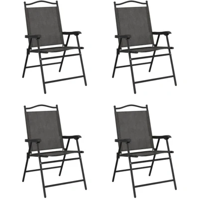 Image of vidaXL Folding Garden Chairs 4 pcs Melange Grey Steel and Textilene