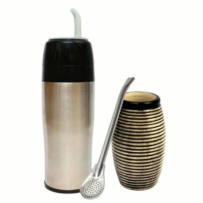Image of Yerbomos 2.0 Thermos Flask Set for Yerba Mate Tea 350 ml ● Vacuum Stainless Steel Bombilla Straw Ceramic Mug Portable Car Accessories