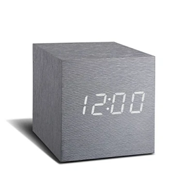 Image of Gingko Design Alarm Clock, Wood, Grey, One Size