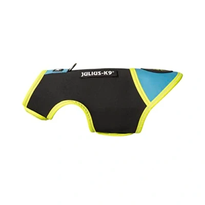 Image of Julius K9 IDC Neoprene Dog Jacket, Size: Baby 2, Black and Aquamarine