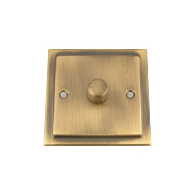 Image of Mains LED Light Dimmer Switch 250W 1 Gang Victorian Antique Brass Push On/Off 2 Way