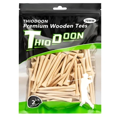 Image of THIODOON Golf Tees 70mm Less Friction Wooden Training for Golfer Professional Natural Wood Bulk 100 Count Golfing