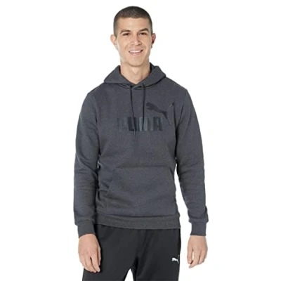 Image of PUMA Men&#039;s Essentials Big Logo Fleece Hoodie Hooded Sweatshirt, Dark Gray Heather, XL