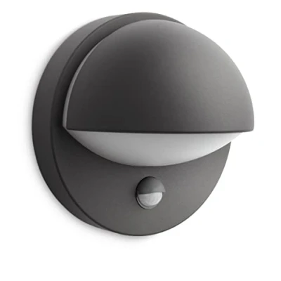 Image of Philips myGarden June Outdoor Wall Light with Motion Sensor 12 W Bulb Not Included Anthracite