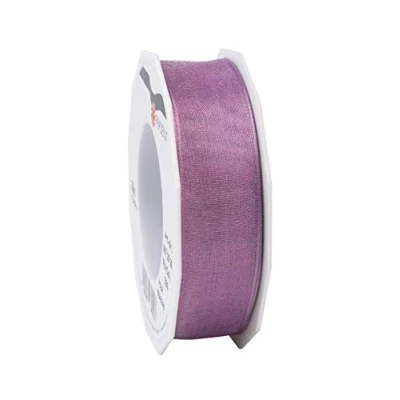 Image of Präsent Four Seasons Organza Wired Edge Ribbon Frosty Violet 25 mm Width, m Length