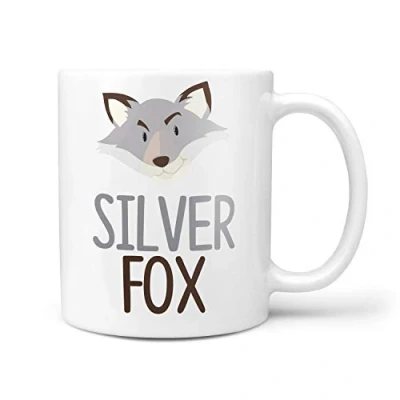 Image of TeHe Gifts Silver Fox Novelty 10oz Ceramic Gift Mug