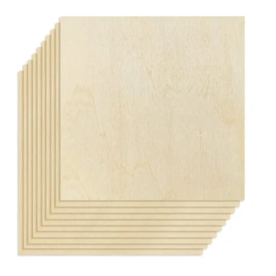 Image of OWLKELA 10pcs 20x20x0.2cm Basswood Sheets Unfinished Wood Board, Rectangle Blank Wooden, Wooden Cutouts for Crafts, Great Burning and Laser Projects, Arts Engraving