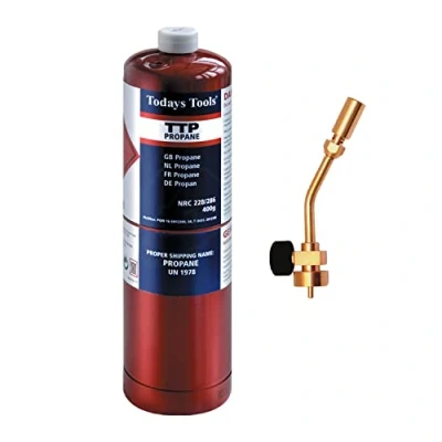 Image of Profire Gas Torch + 1x Propane 400g Bottle Disposable Cylinder plumbers jet burner