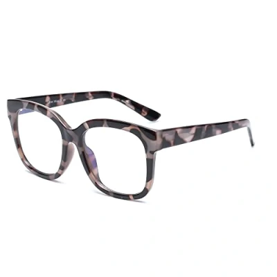 Image of Jim Halo Blue Light Blocker Glasses for Women Oversized Square Computer Metal CP Temples Grey Tortoise