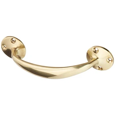 Image of Merriway® BH01753 Front Fix Bow Door Handle, 150mm (6 inch) Polished Brass