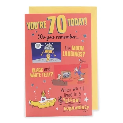 Image of UK Greetings 70th Birthday Card for Him/Her/Friend Nostalgic Design