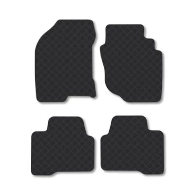 Image of Rubber Car Mats Compatible with Nissan X Trail (2001 2007) Tailored Fit Floor Set Accessory Black Custom 4 Pieces Clips Anti Slip Backing, Heavy Duty &amp; Waterproof