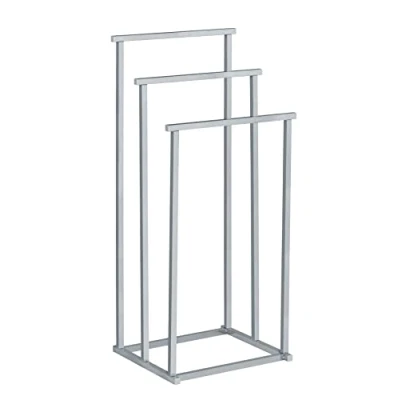 Image of Wenko 17107100 Towel Stand Quadro Clothes Stand, 3 Bars, Metal Steel, 38 x 84.5 32.5 cm, Chrome