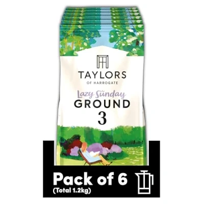 Image of Taylors of Harrogate Lazy Sunday Ground Coffee, 200 g (Pack 6 Total 1.2kg)