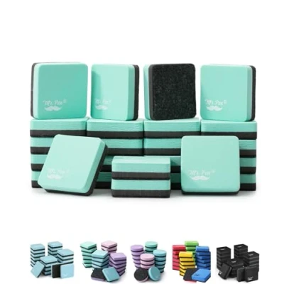 Image of Mr. Pen Mini Dry Erase Eraser, 24 Pack, Green Magnetic Whiteboard Erasers for Whiteboard, Board Erasers,