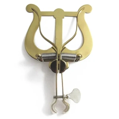 Image of Soundman® Lyre Marching Fork for French Horn, Double Children&#039;s Trumpet Music Holder (Colour: Brass.