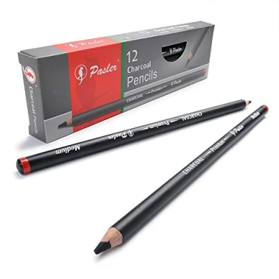 Image of Pasler® Charcoal Drawing Pencils,you can choose Soft, Soft S, Medium and Hard for Drawing, Sketching, Shading, Artist Pencils Beginners &amp; Artists Set of 12 Count (Medium)