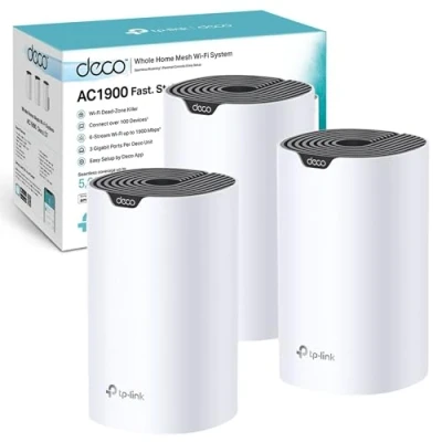 Image of TP Link Deco S7 AC1900 Whole Mesh Wi Fi System, Dual Band with Gigabit Ports, Coverage up to 5,600 ft2, Connect 150 devices, 1.2 GHz CPU, Work Amazon Alexa, Parental Controls, Pack of 3