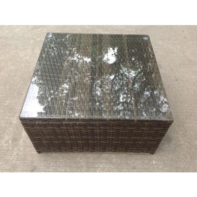 Image of Fimous Square Rattan Coffee Tea Side Table Indoor Outdoor Use Garden Furniture Accessory Patio Dark Brown Mixed